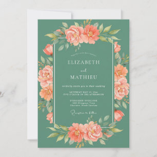 Invitation Mariage au Ranunculus Aquarelle Corail