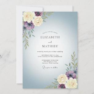 Invitation Mariage au Ranunculus Ardoise Prune et Sauge