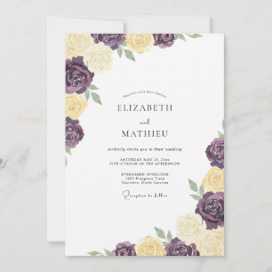 Invitation Mariage au Ranunculus Beurre de Prune et Eucalyptu