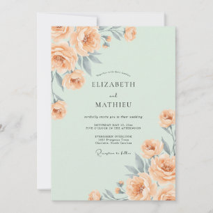 Invitation Mariage au Ranunculus Champagne Menthe Eucalyptus
