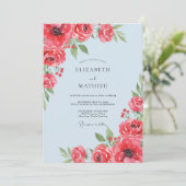 Invitation Mariage au Ranunculus Corail Ciel et Eucalyptus Do (Debout devant)