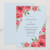 Invitation Mariage au Ranunculus Corail Ciel et Eucalyptus Do (Devant / Derrière)