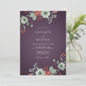 Invitation Mariage au Ranunculus Corail et Eucalyptus de Prun (Debout devant)