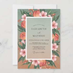 Invitation Mariage au Ranunculus Corail et Eucalyptus Olive