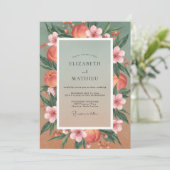 Invitation Mariage au Ranunculus Corail et Eucalyptus Olive (Debout devant)