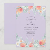 Invitation Mariage au Ranunculus Corail et Eucalyptus Pervenc (Devant / Derrière)