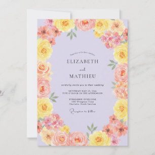 Invitation Mariage au Ranunculus Corail Jaune et Eucalyptus