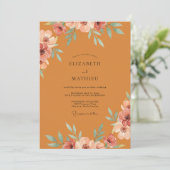 Invitation Mariage au Ranunculus Corail Ocre et Eucalyptus (Debout devant)