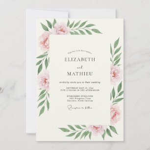 Invitation Mariage au Ranunculus Corail Sauge Eucalyptus