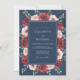 Invitation Mariage au Ranunculus Cramoisi et Eucalyptus sur A