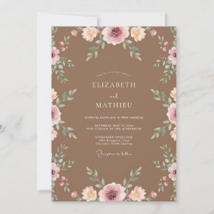 Invitation Mariage au Ranunculus Cuivré et Eucalyptus Pêche