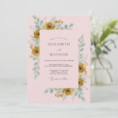 Invitation Mariage au Ranunculus Doré et Eucalyptus Rose (Debout devant)