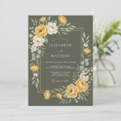 Invitation Mariage au Ranunculus Doré Moutarde et Eucalyptus (Debout devant)