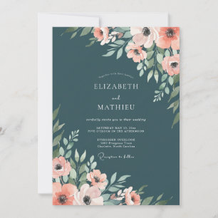 Invitation Mariage au Ranunculus Eucalyptus Abricot Ardoise