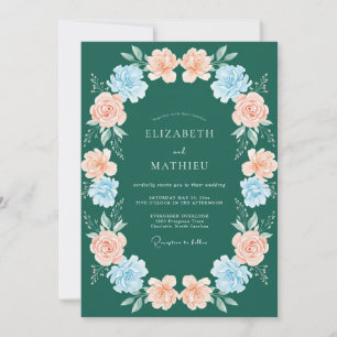 Invitation Mariage au Ranunculus Eucalyptus Abricot Emeraude