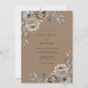Invitation Mariage au Ranunculus Eucalyptus Argent Taupe