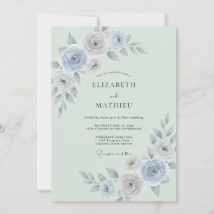 Invitation Mariage au Ranunculus Eucalyptus Argenté et Mousse
