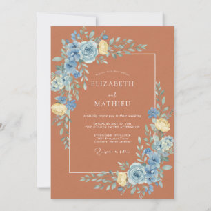 Invitation Mariage au Ranunculus Eucalyptus Azur Cuivre
