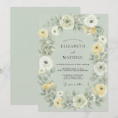 Invitation Mariage au Ranunculus Eucalyptus Beurre de Céladon (Devant / Derrière)