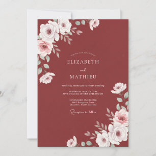 Invitation Mariage au Ranunculus Eucalyptus Blanc Rouille