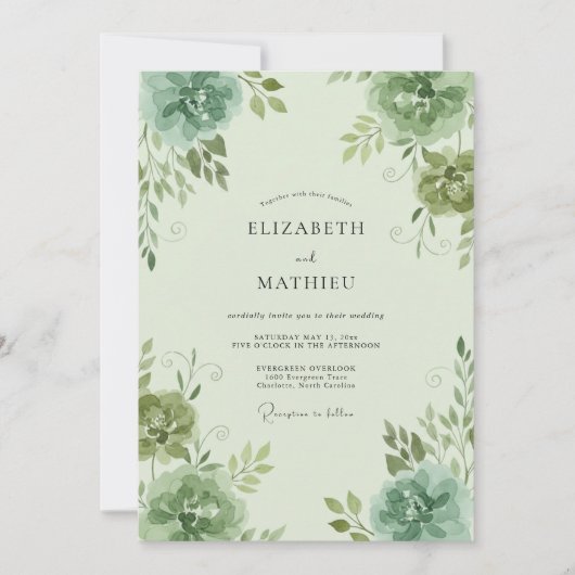 Invitation Mariage au Ranunculus Eucalyptus Celadon (Devant)