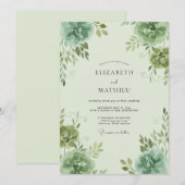 Invitation Mariage au Ranunculus Eucalyptus Celadon (Devant / Derrière)