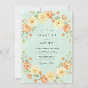 Invitation Mariage au Ranunculus Eucalyptus Céladon Orange