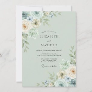 Invitation Mariage au Ranunculus Eucalyptus Champagne Mousse