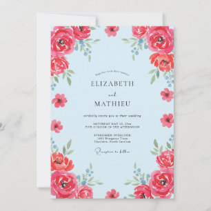 Invitation Mariage au Ranunculus Eucalyptus Ciel Rouge