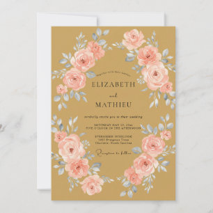 Invitation Mariage au Ranunculus Eucalyptus Corail Doré