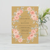 Invitation Mariage au Ranunculus Eucalyptus Corail Doré (Debout devant)