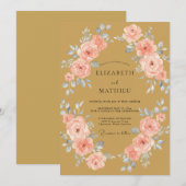 Invitation Mariage au Ranunculus Eucalyptus Corail Doré (Devant / Derrière)