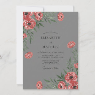 Invitation Mariage au Ranunculus Eucalyptus Crème de Slate