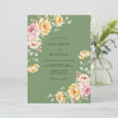 Invitation Mariage au Ranunculus Eucalyptus Doré Olive (Debout devant)