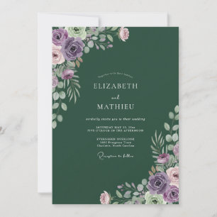 Invitation Mariage au Ranunculus Eucalyptus Émeraude Sombre