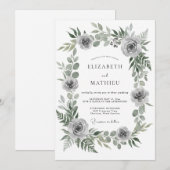 Invitation Mariage au Ranunculus Eucalyptus Gris Atténué (Devant / Derrière)