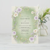 Invitation Mariage au Ranunculus Eucalyptus Lilas Céladon (Debout devant)
