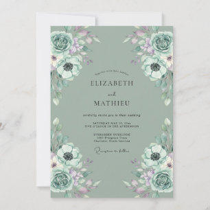 Invitation Mariage au Ranunculus Eucalyptus Lilas Mousse de M