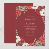 Invitation Mariage au Ranunculus Eucalyptus Marsala (Devant / Derrière)