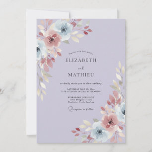 Invitation Mariage au Ranunculus Eucalyptus Mauve Pervenche