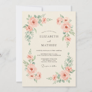 Invitation Mariage au Ranunculus Eucalyptus Menthe Rose