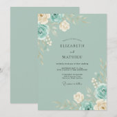 Invitation Mariage au Ranunculus Eucalyptus Mousse de Mer (Devant / Derrière)