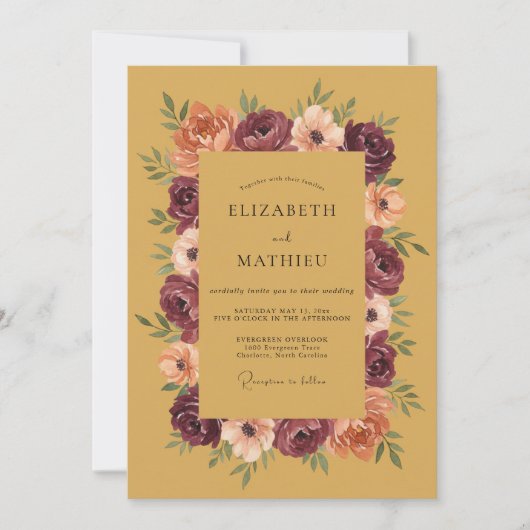 Invitation Mariage au Ranunculus Eucalyptus Moutarde (Devant)