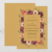 Invitation Mariage au Ranunculus Eucalyptus Moutarde (Devant / Derrière)