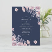 Invitation Mariage au Ranunculus Eucalyptus Navy (Debout devant)