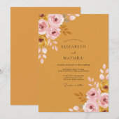 Invitation Mariage au Ranunculus Eucalyptus Ocre (Devant / Derrière)