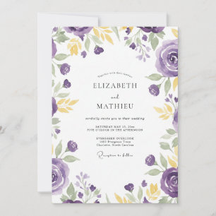 Invitation Mariage au Ranunculus Eucalyptus Or et Violet