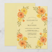 Invitation Mariage au Ranunculus Eucalyptus Orange Doré (Devant / Derrière)