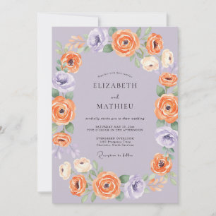 Invitation Mariage au Ranunculus Eucalyptus Orange Lavande