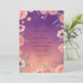 Invitation Mariage au Ranunculus Eucalyptus Pêche Pourpre (Debout devant)